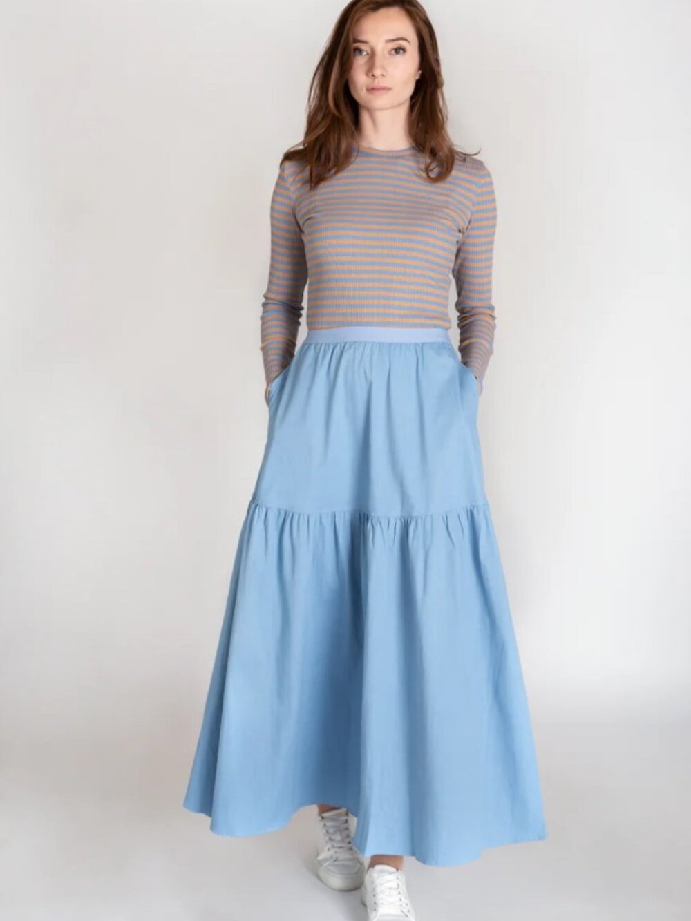IN:05 Elastic Drop Waist Maxi Skirt